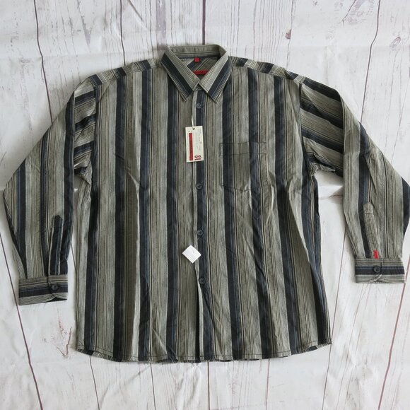 Signum Cotton Blend Multi Color Stripe Button Down Long Sleeve Shirt Size Large - Picture 1 of 9